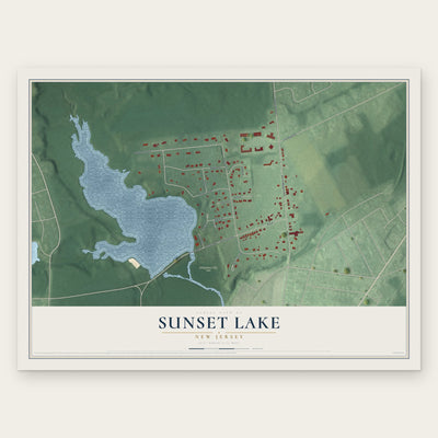 Sunset Lake, New Jersey map print, the full design
