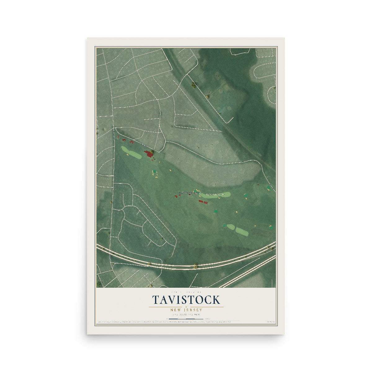 Map of Tavistock, New Jersey, 12 x 18 inch unframed archival matte print