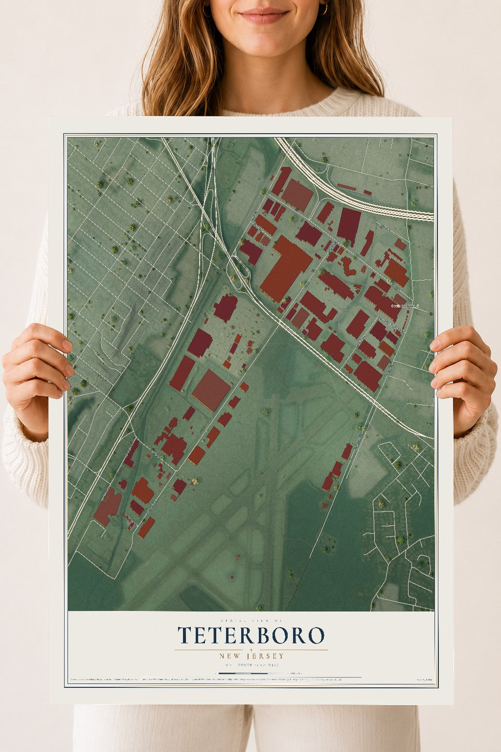 Teterboro, New Jersey map print, 18" x 24" Archival Matte Print mockup