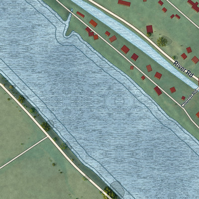 Close-up of the map of Titusville, New Jersey print showing street and building detail