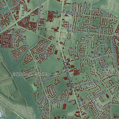 Close-up 2 of the Toms River, New Jersey map artwork