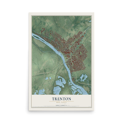 Map of Trenton, New Jersey, 12 x 18 inch unframed archival matte print