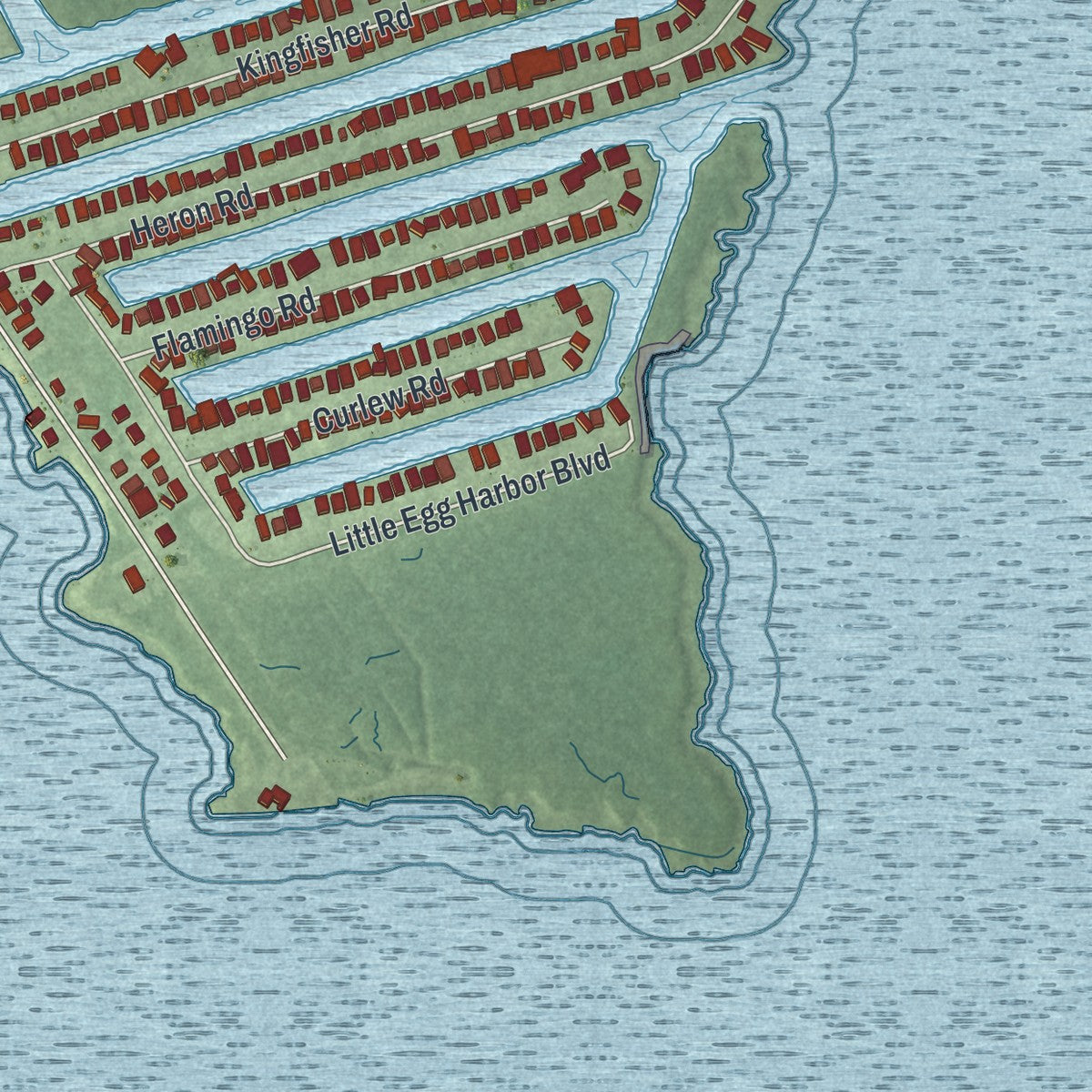 Close-up 1 of the Tuckerton, New Jersey map artwork