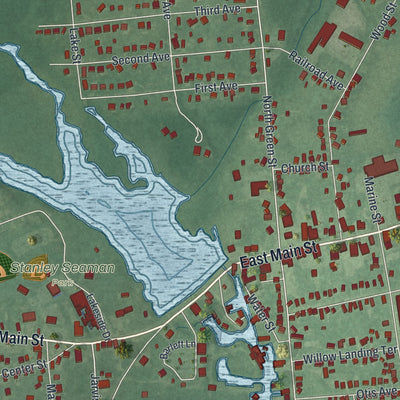 Close-up 2 of the Tuckerton, New Jersey map artwork