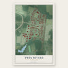 Twin Rivers, New Jersey map print, the full design