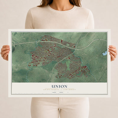 Union, New Jersey map print, 12" x 18" Archival Matte Print mockup