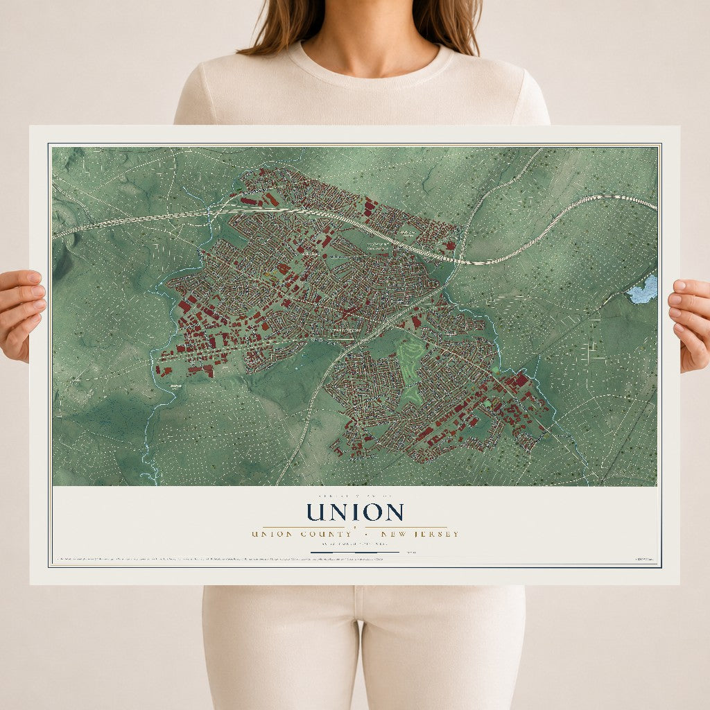 Union, New Jersey map print, 18" x 24" Archival Matte Print mockup