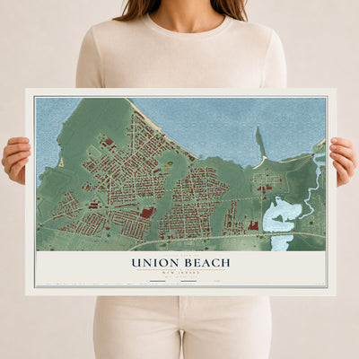 Union Beach, New Jersey map print, 12" x 18" Archival Matte Print mockup