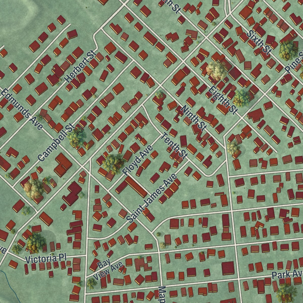 Close-up 1 of the Union Beach, New Jersey map artwork