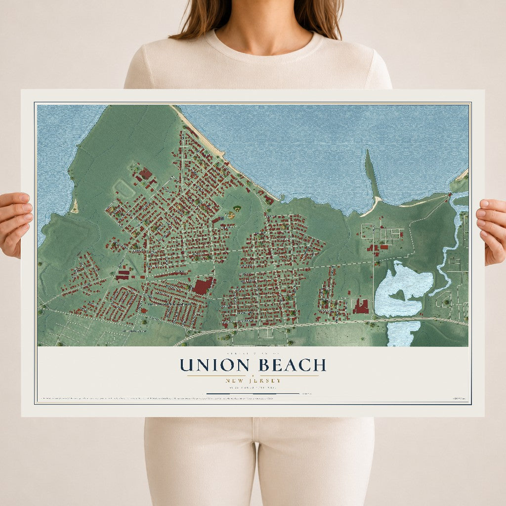 Union Beach, New Jersey map print, 18" x 24" Archival Matte Print mockup