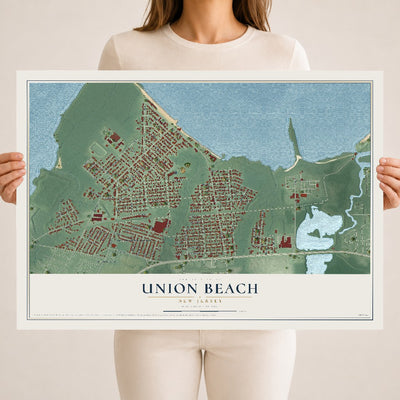Union Beach, New Jersey map print, 18" x 24" Archival Matte Print mockup