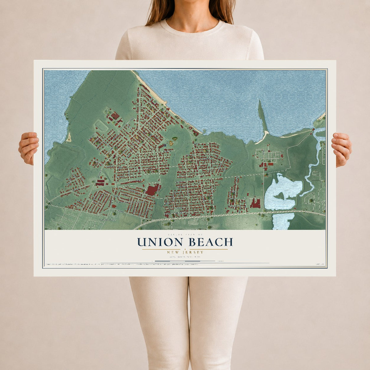 Union Beach, New Jersey map print, 24" x 36" Archival Matte Print mockup