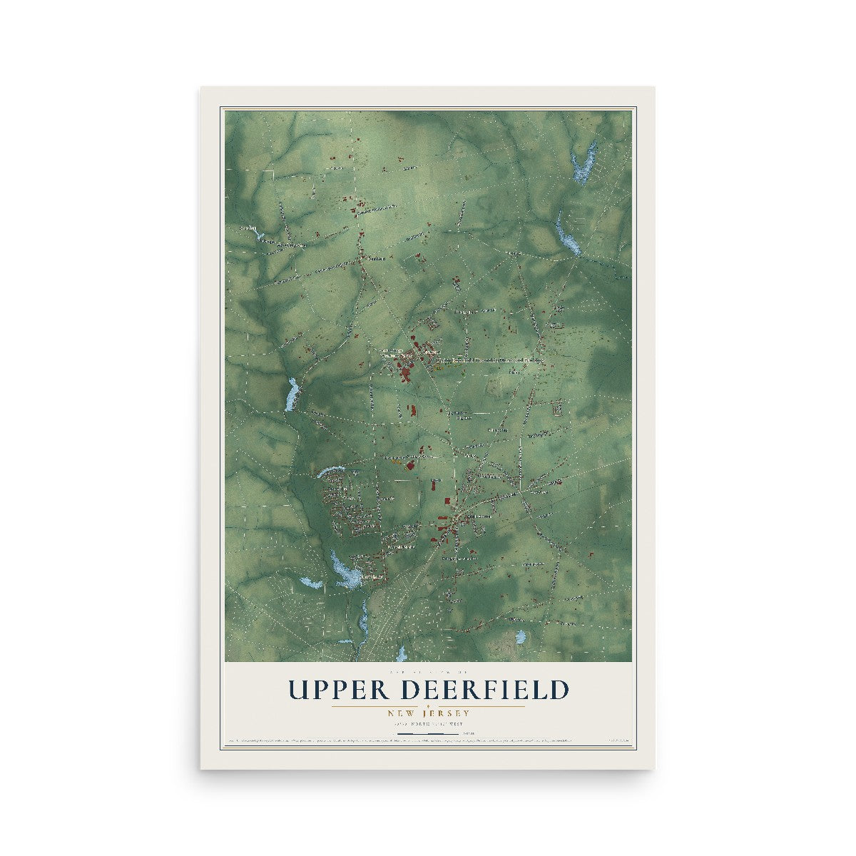 Upper Deerfield, New Jersey map print, 12" x 18" Archival Matte Print mockup