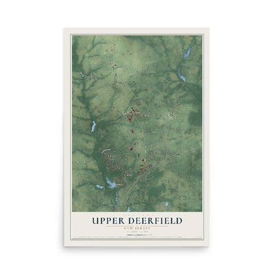 Upper Deerfield, New Jersey map print, 12" x 18" Archival Matte Print mockup