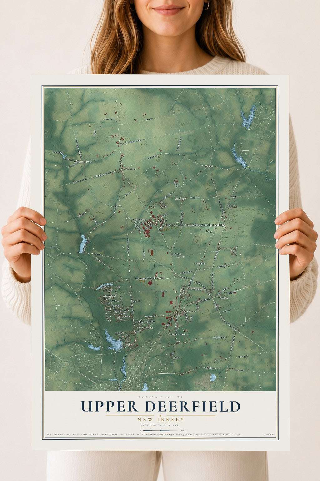 Upper Deerfield, New Jersey map print, 18" x 24" Archival Matte Print mockup