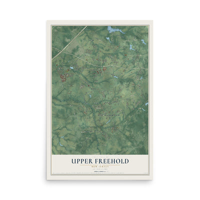 Upper Freehold, New Jersey map print, 12" x 18" Archival Matte Print mockup