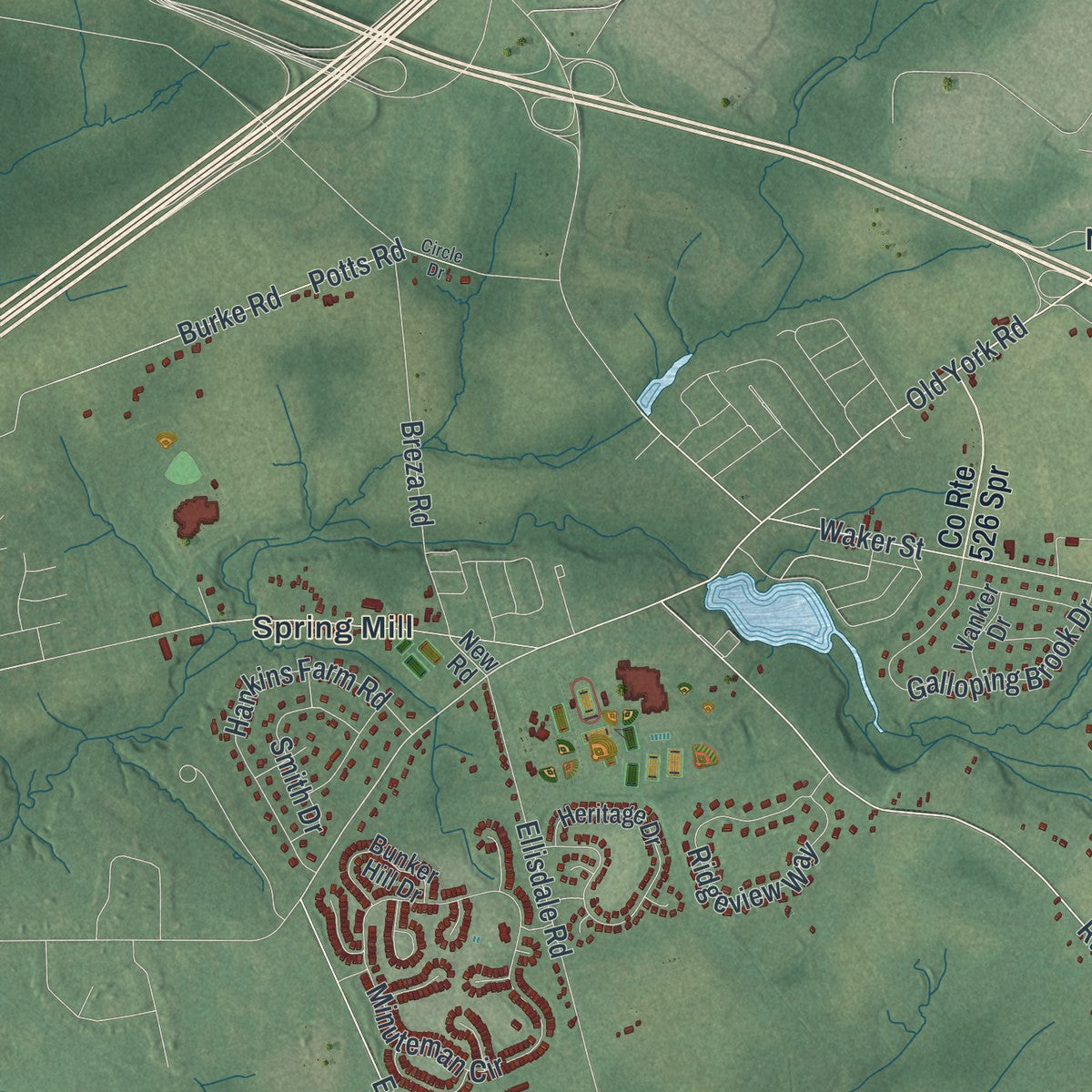 Close-up 1 of the Upper Freehold, New Jersey map artwork