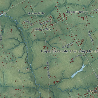 Close-up 2 of the Upper Freehold, New Jersey map artwork