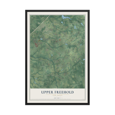 Upper Freehold, New Jersey map print, 12" x 18" W/ Black Ayous Wood Frame mockup