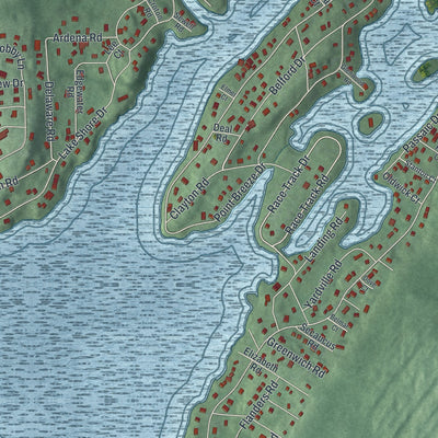 Close-up of the map of Upper Greenwood Lake, New Jersey print showing street and building detail
