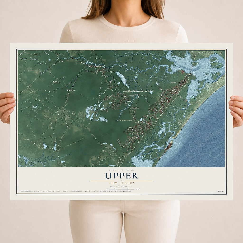 Upper, New Jersey map print, 18" x 24" Archival Matte Print mockup