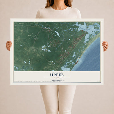 Upper, New Jersey map print, 24" x 36" Archival Matte Print mockup