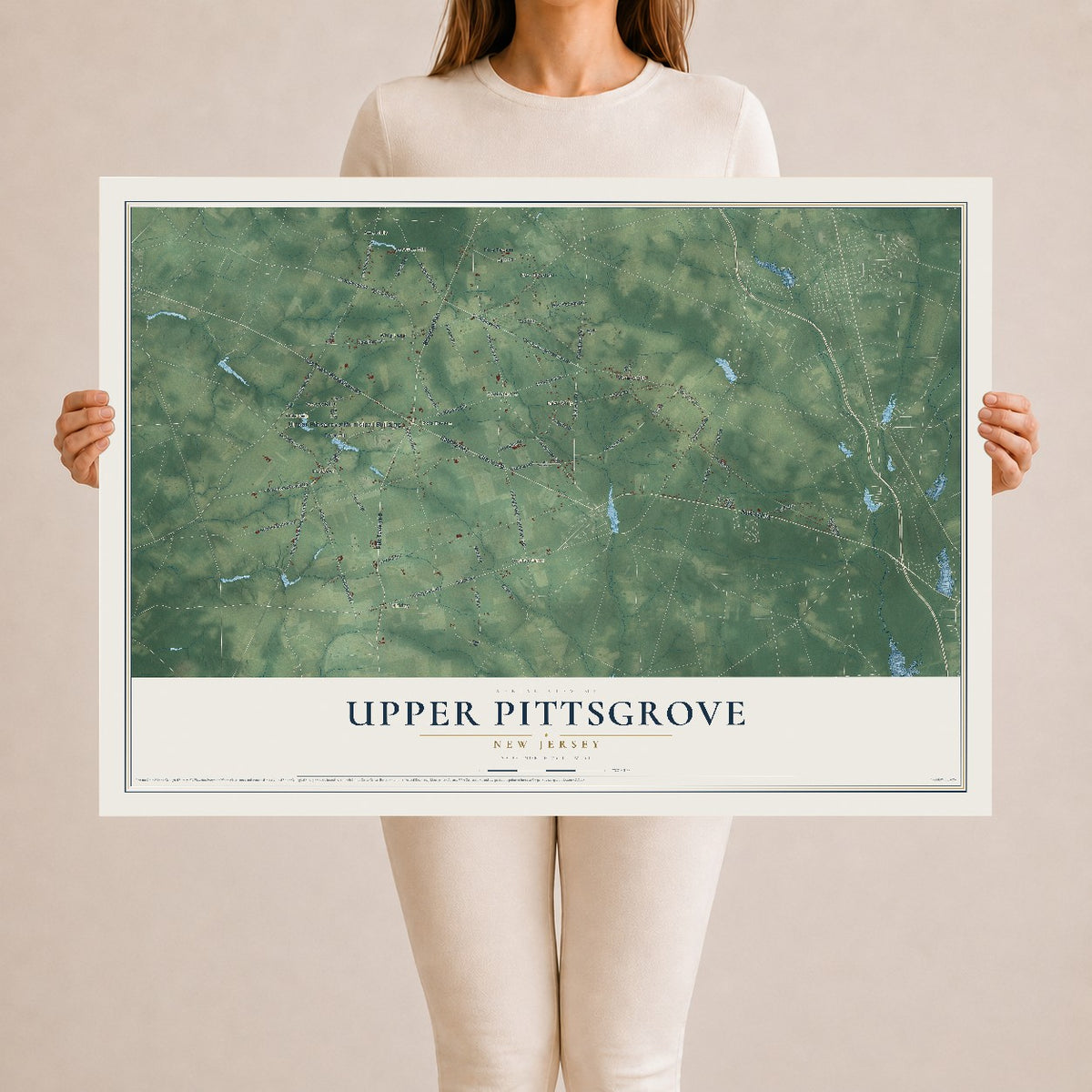 Upper Pittsgrove, New Jersey map print, 24" x 36" Archival Matte Print mockup