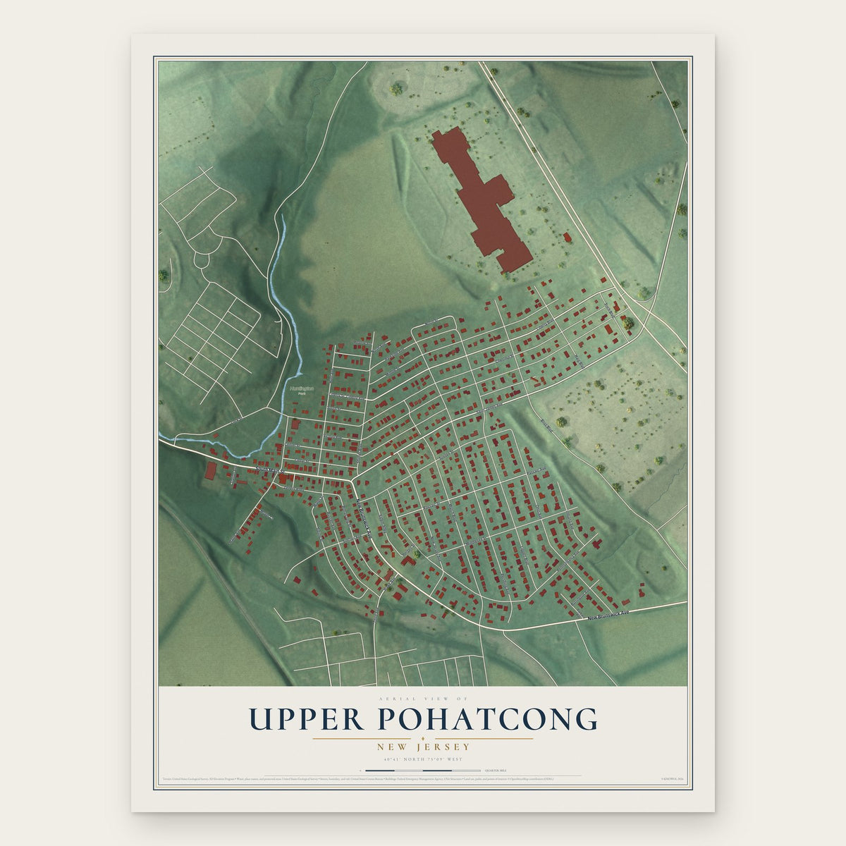 Upper Pohatcong, New Jersey map print, the full design