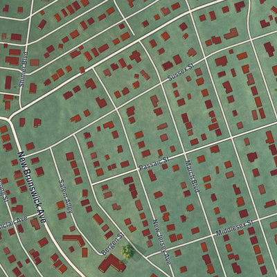 Close-up of the map of Upper Pohatcong, New Jersey print showing street and building detail
