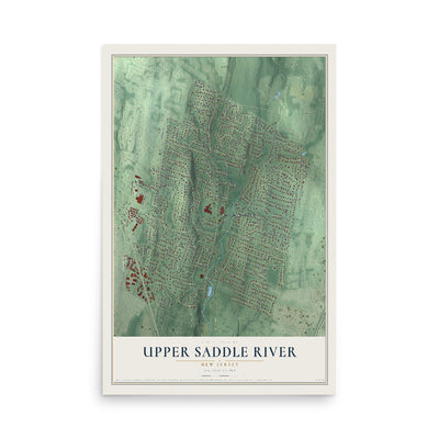 Upper Saddle River, New Jersey map print, 12" x 18" Archival Matte Print mockup