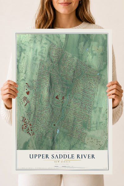 Upper Saddle River, New Jersey map print, 18" x 24" Archival Matte Print mockup