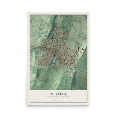 Verona, New Jersey map print, 12" x 18" Archival Matte Print mockup