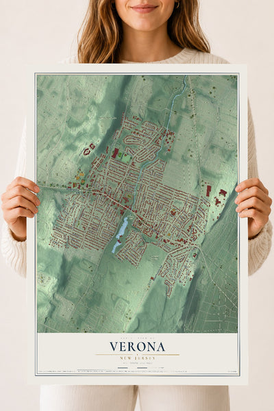 Verona, New Jersey map print, 18" x 24" Archival Matte Print mockup