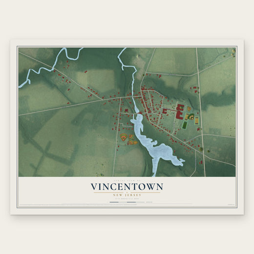 Vincentown, New Jersey map print, the full design