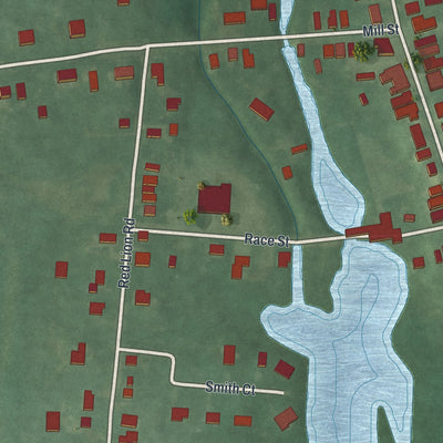 Close-up of the map of Vincentown, New Jersey print showing street and building detail