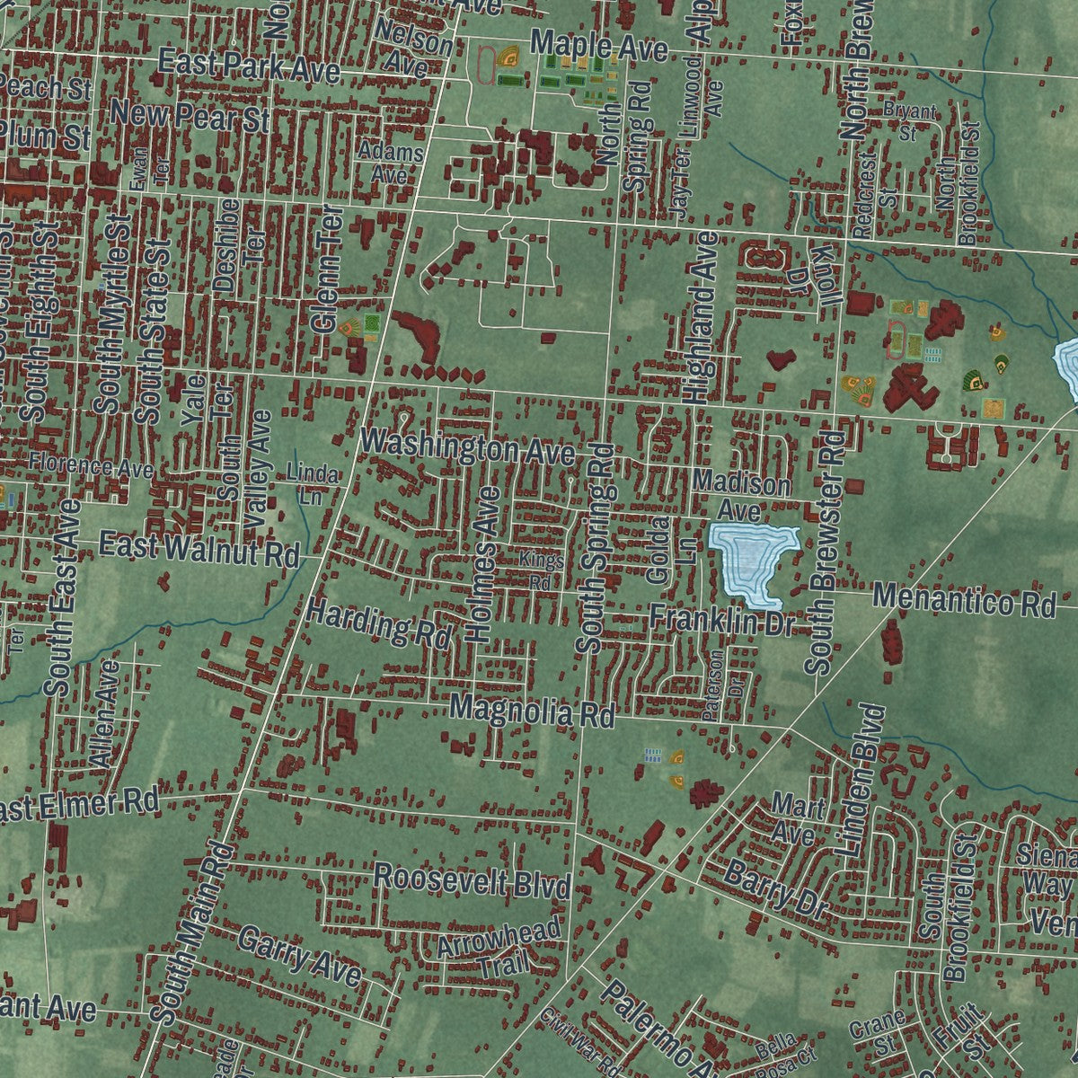Close-up 1 of the Vineland, New Jersey map artwork