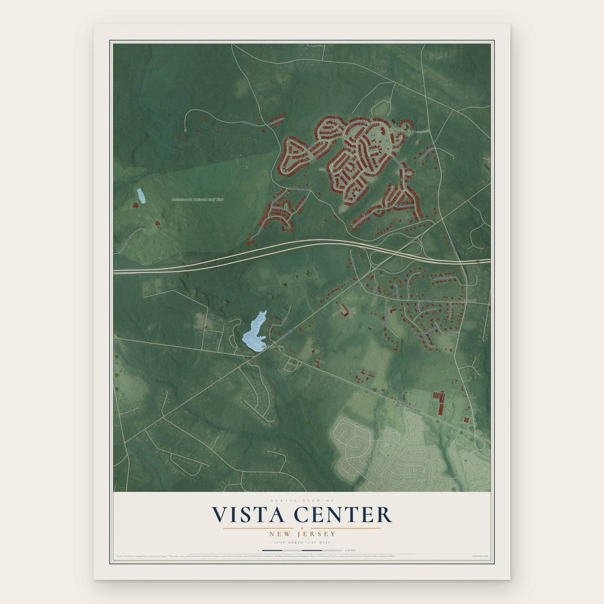 Vista Center, New Jersey map print, the full design