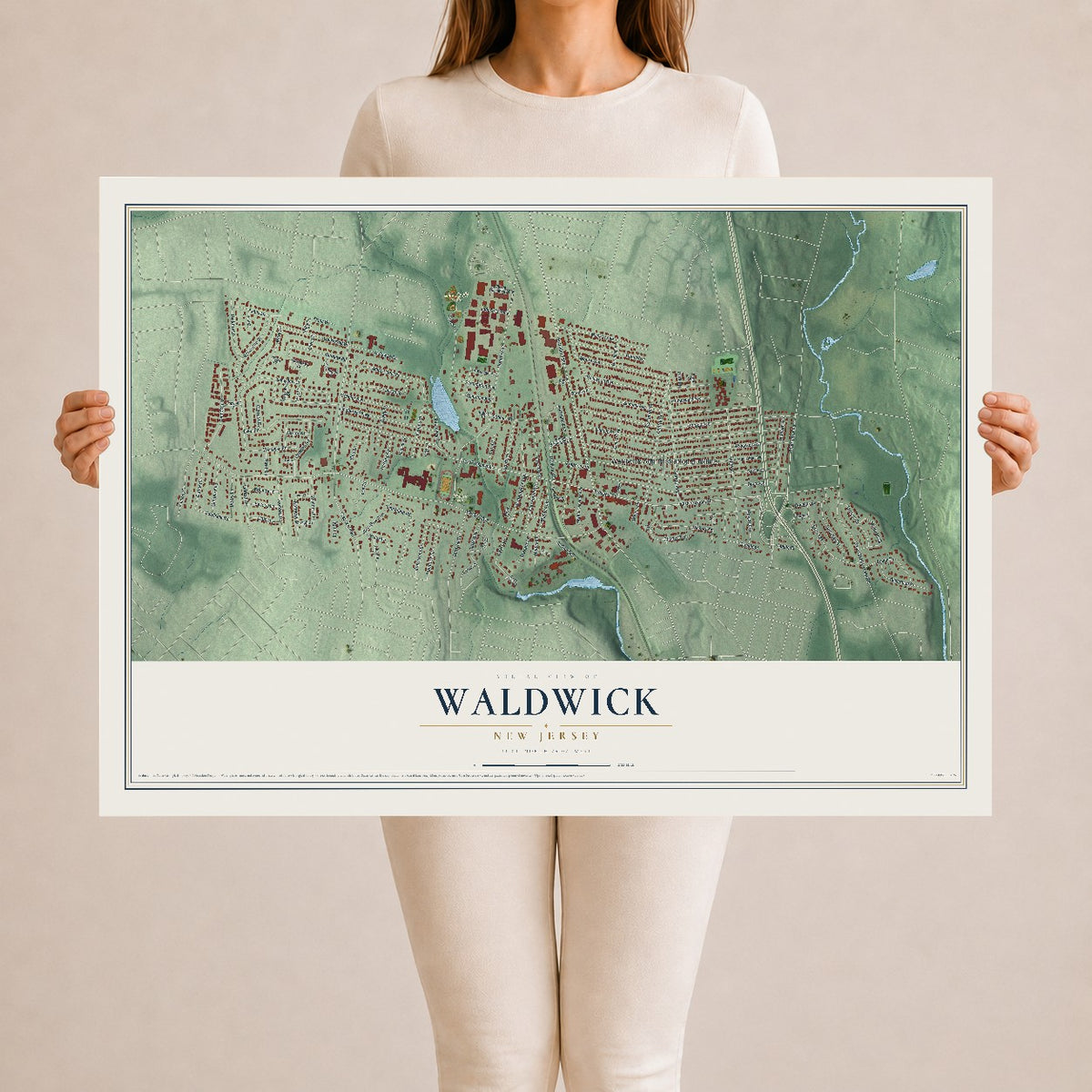 Waldwick, New Jersey map print, 24" x 36" Archival Matte Print mockup