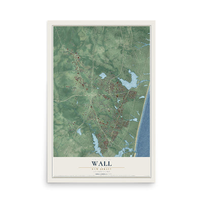 Wall, New Jersey map print, 12" x 18" Archival Matte Print mockup