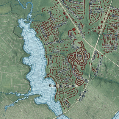 Close-up 2 of the Wall, New Jersey map artwork