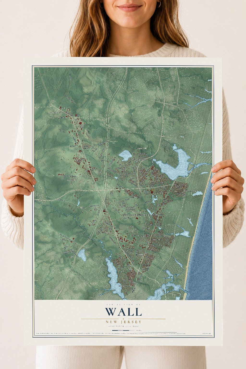 Wall, New Jersey map print, 18" x 24" Archival Matte Print mockup