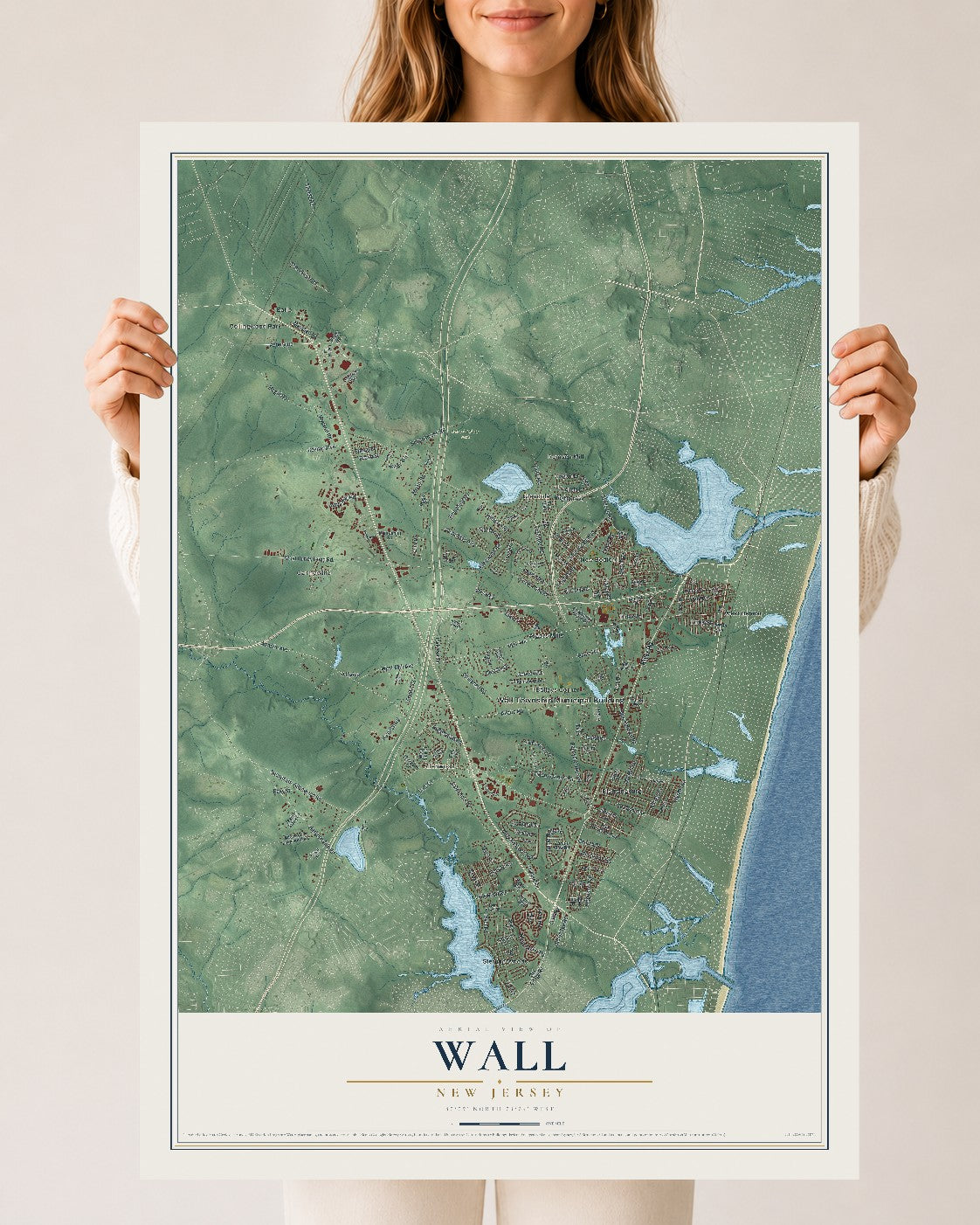 Wall, New Jersey map print, 24" x 36" Archival Matte Print mockup