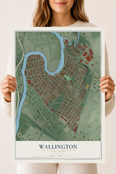 Wallington, New Jersey map print, 18" x 24" Archival Matte Print mockup