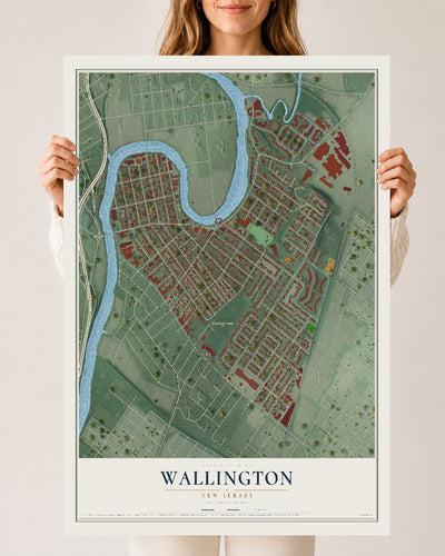 Wallington, New Jersey map print, 24" x 36" Archival Matte Print mockup
