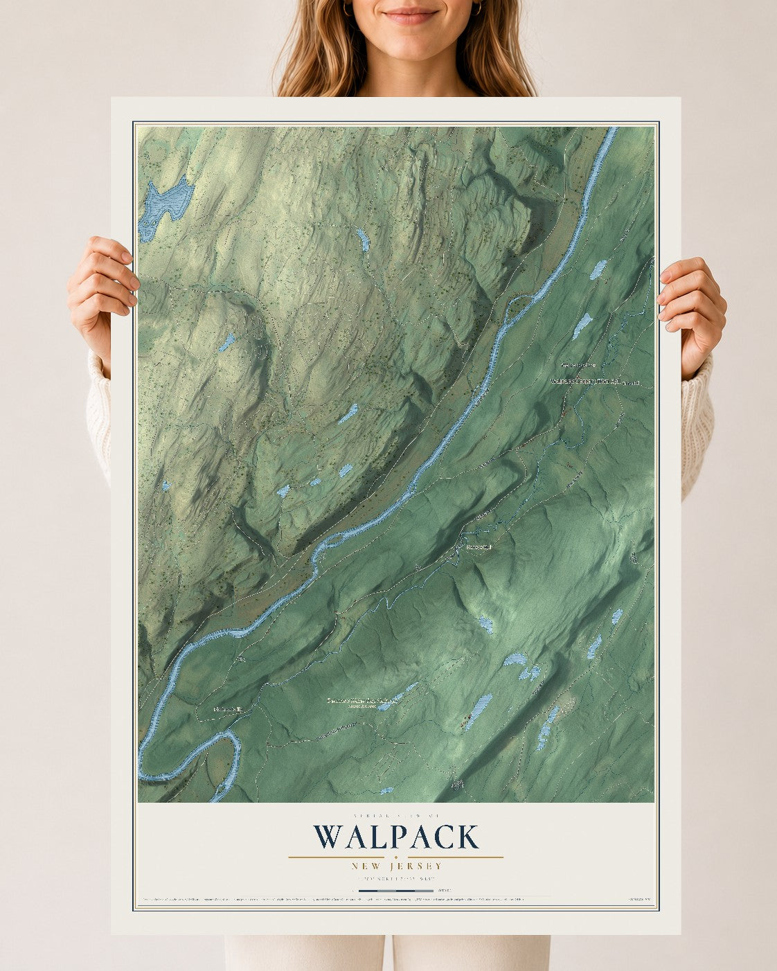 Walpack, New Jersey map print, 24" x 36" Archival Matte Print mockup