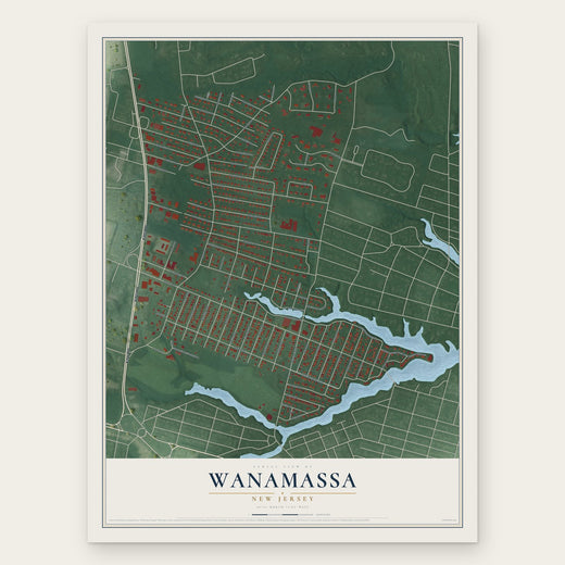 Wanamassa, New Jersey map print, the full design