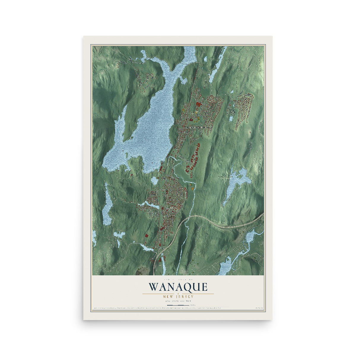 Wanaque, New Jersey map print, 12" x 18" Archival Matte Print mockup