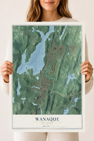Wanaque, New Jersey map print, 18" x 24" Archival Matte Print mockup