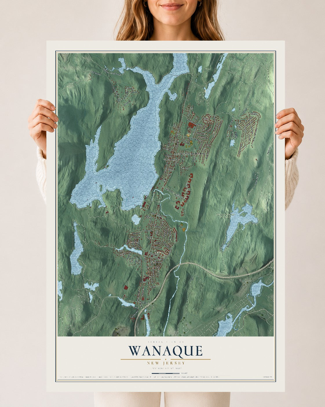Wanaque, New Jersey map print, 24" x 36" Archival Matte Print mockup