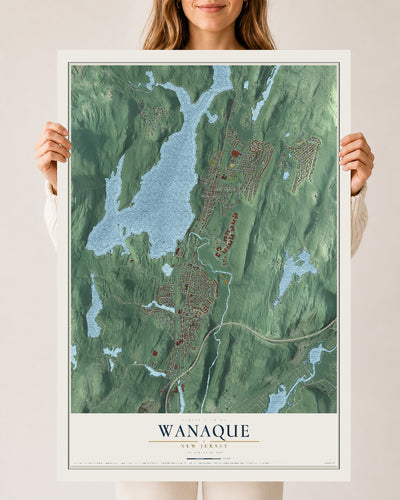 Wanaque, New Jersey map print, 24" x 36" Archival Matte Print mockup